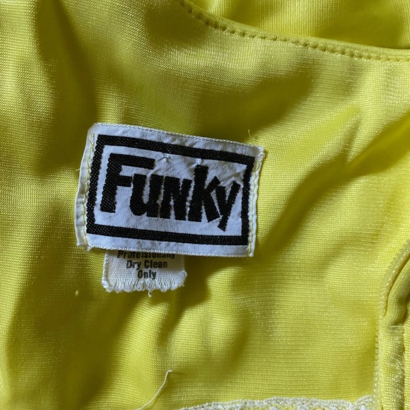 Vintage yellow keyhole jersey maxi disco dress S/M - Picture 10 of 12